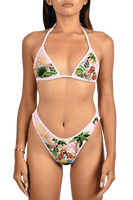 Charli Embellished Premium Tropical Bikini Top Pink