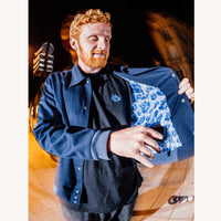Blue Flowers x Magenta Jacket - Navy Blue