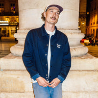 Blue Flowers x Magenta Jacket - Navy Blue