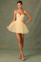 Tulle Corset Mini Dress in Yellow