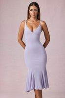 V-Neck Godet Midaxi Dress in Lilac