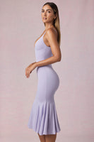 V-Neck Godet Midaxi Dress in Lilac