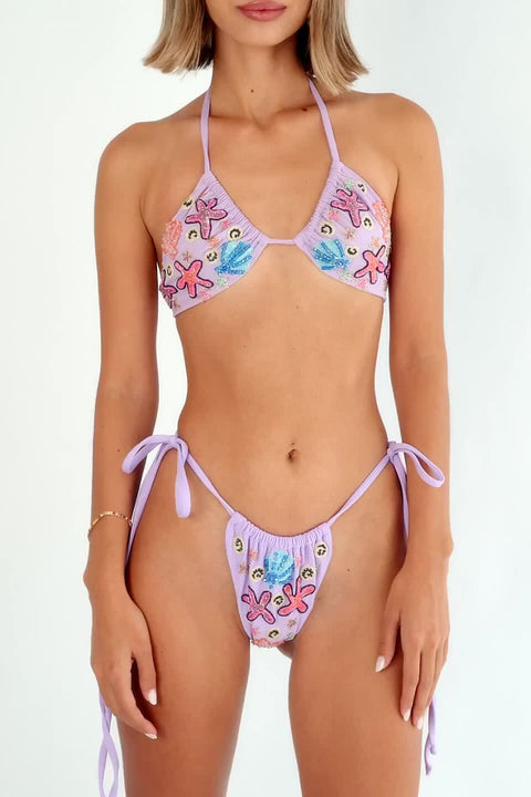 Fia Tropical Hand Embroidered Bikini Top