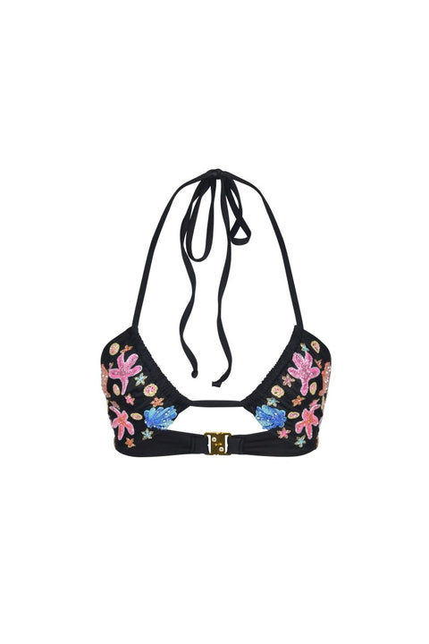 Marissa Hand Embroidered Luxe Bikini Bottom- Black
