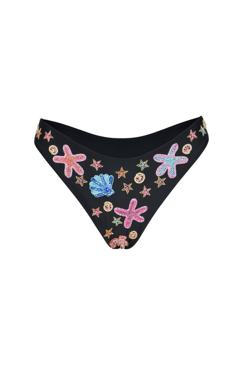 Marissa Hand Embroidered Luxe Bikini Top- Black