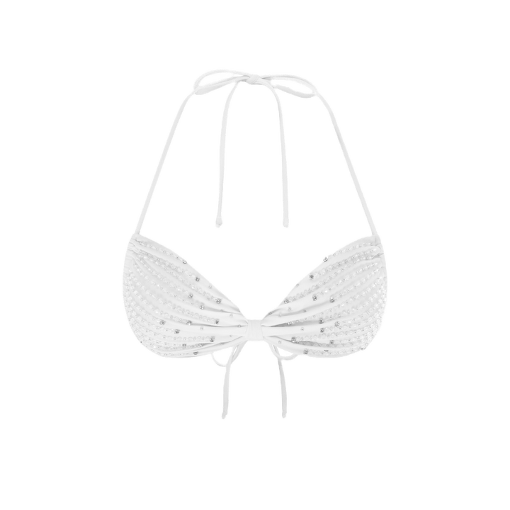 Ophelia Hand Embroidered Summer Bikini Top White