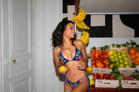 Mulata Hand-Beaded Bikini Top Navy Christina Milian