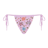 Fia Tropical Hand Embroidered Bikini Bottoms Lilac