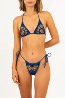 Mulata Hand-Beaded Bikini Top Navy Christina Milian
