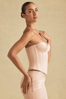Full-Length Lace-Up Corset Top in Beige Gold