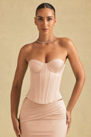 Full-Length Lace-Up Corset Top in Beige Gold