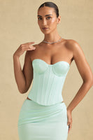 Full-Length Lace-Up Corset Top in Mint
