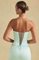 Full-Length Lace-Up Corset Top in Mint