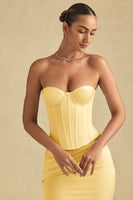 Full-Length Lace-Up Corset Top in Pastel Yellow