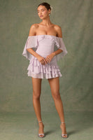 Off-Shoulder Ruffled Mini Dress in Lilac