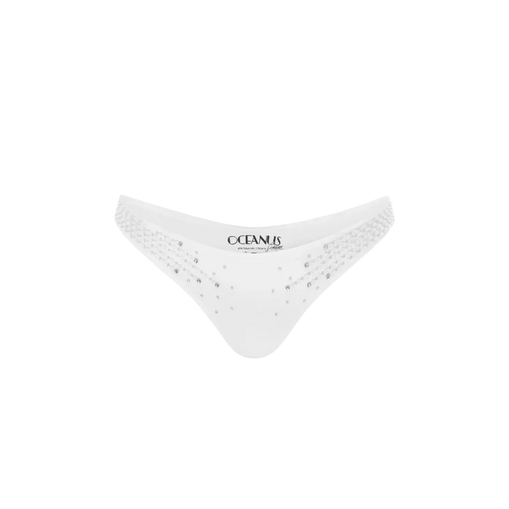 Ophelia Hand Embroidered Summer Bikini Bottoms White